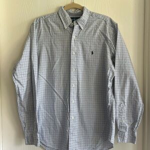 Ralph Lauren Men's Navy and White Plaid Shirt